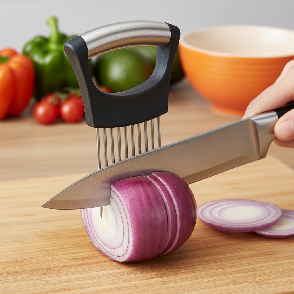 Onion Holder Slicer - 1 unidade Suporte de Aço Inoxidável
