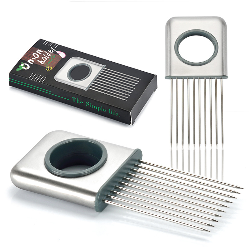 Onion Holder Slicer - Agulhas de cebola em aço inoxidável