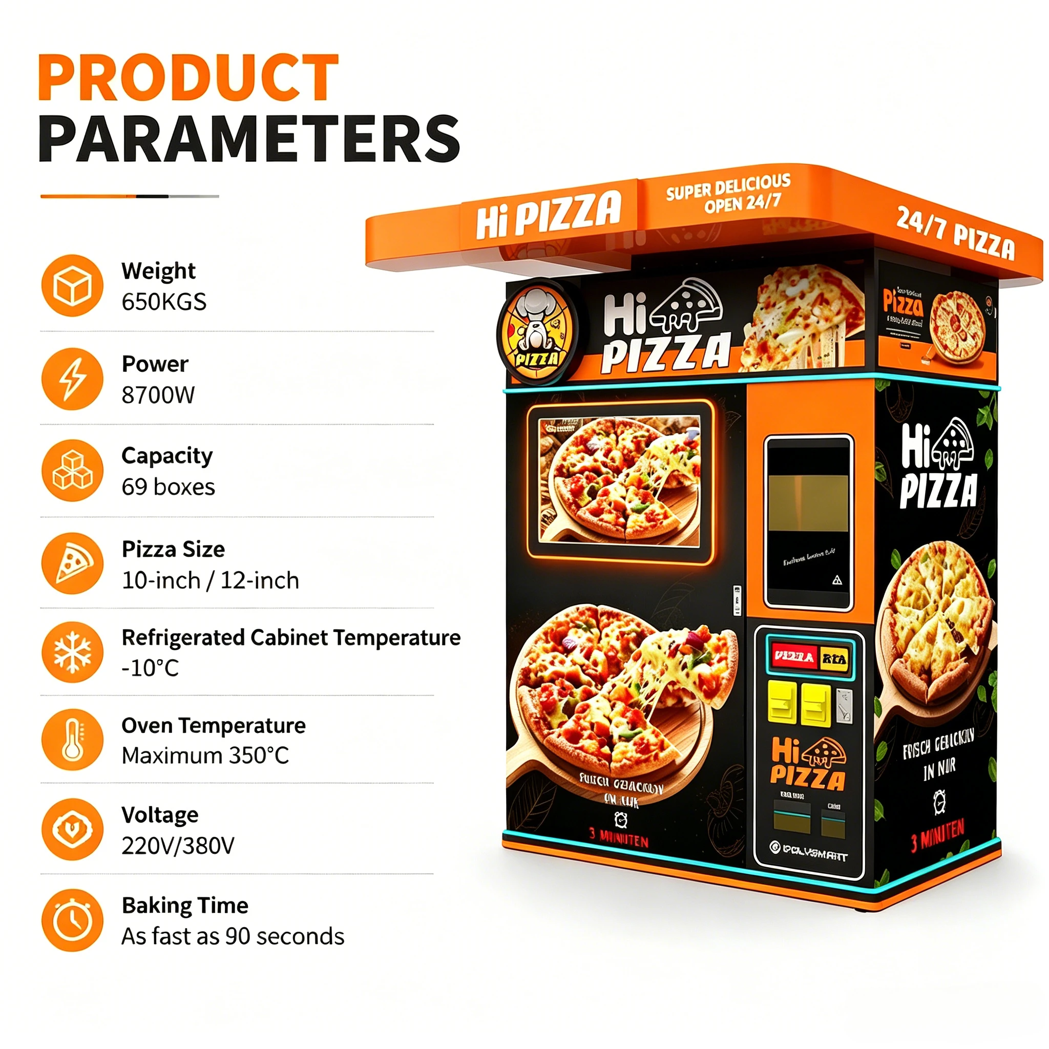 Meal Prep Vending Machine - Máquina de Fazer Pizza Totalmente Automática