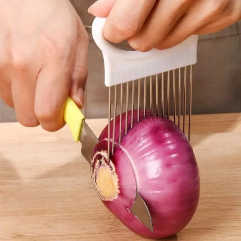 Onion Holder Slicer - Aço inoxidável cortador de cebola titular