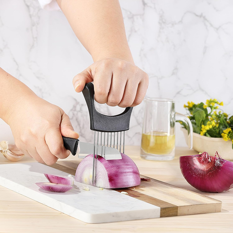 Aço inoxidável cortador de ceb - Onion Holder Slicer avaliação e preço