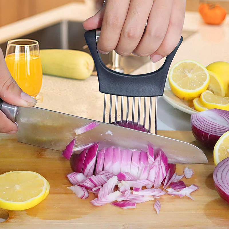 Aço inoxidável cortador de ceb - Onion Holder Slicer avaliação e preço