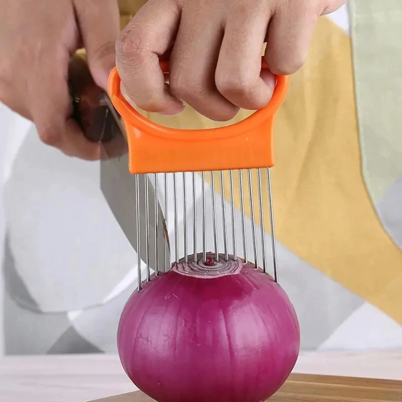 Aço inoxidável cortador de ceb - Onion Holder Slicer avaliação e preço